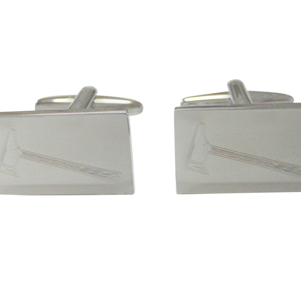 Silver Toned Etched Axe Cufflinks